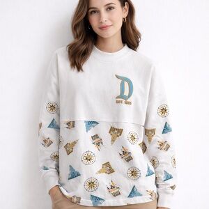 Disneyland Resort Spirit Jersey White Allover Print Long Sleeve Top Size S